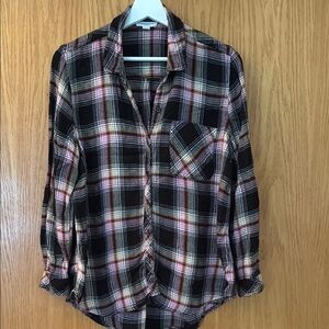 beachlunchlounge Black Red Button Down Shirt Relaxed Fit Notched Collar